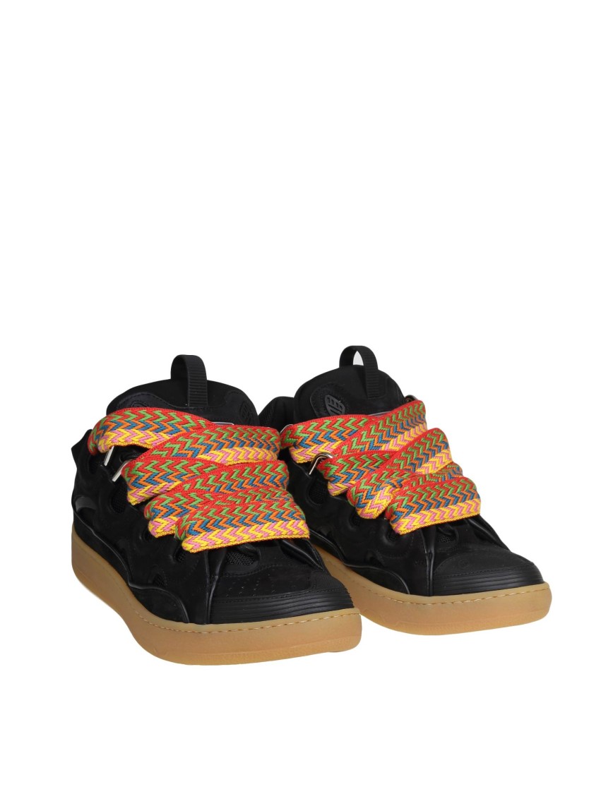 Shop Lanvin Curb Sneakers In Leather And Suede
