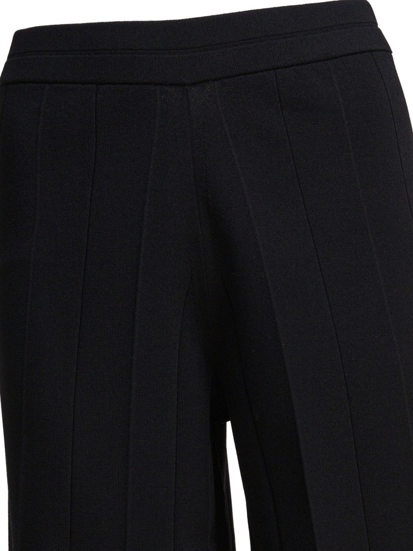 Max Mara Black Wide-leg Trousers With Vertical Ribbing In Black