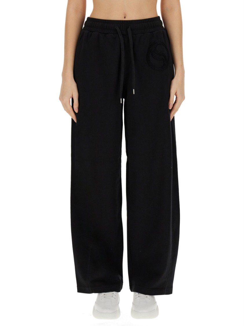 Stella Mccartney Relaxed Black Jogging Pants With Adjustable Drawstring Waist In Black