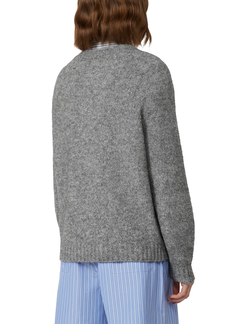 Max Mara Relaxed Fit Grey Sweater With Ribbed Details In Gray