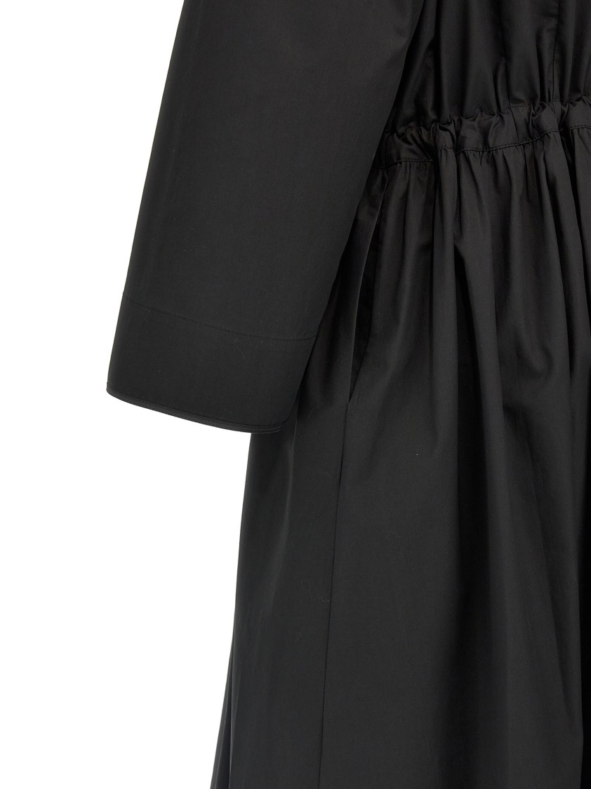 Tory Burch Cotton Chemisier Dress With Drawstring Waist In Black