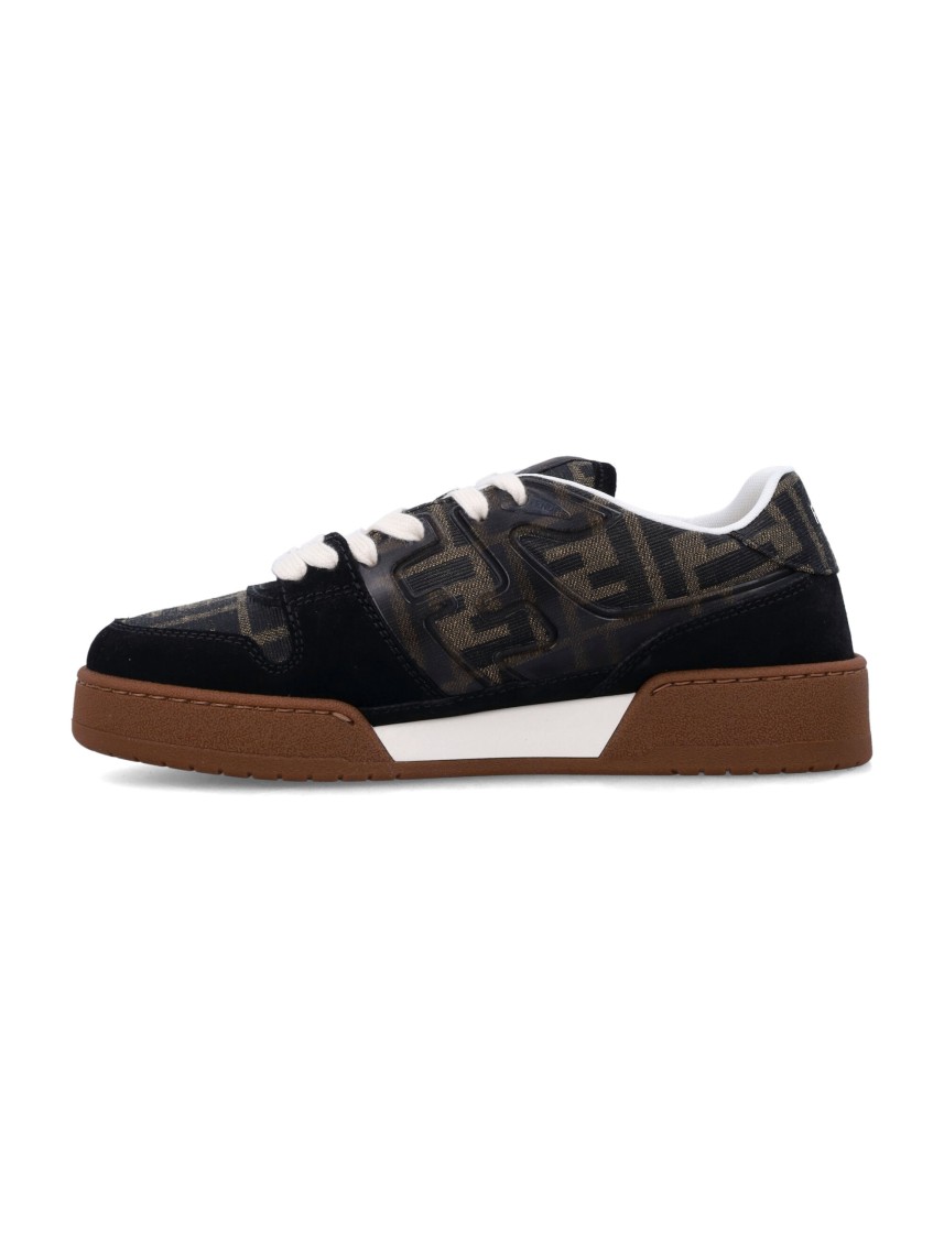 Fendi Match Suede Sneakers With Jacquard Ff Fabric Inserts
