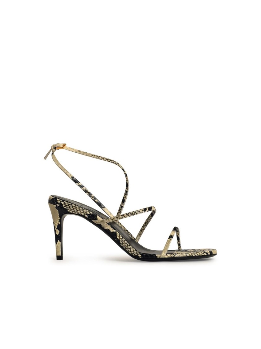 Shop Khaite 'loop' Beige Leather Sandals In Neutrals
