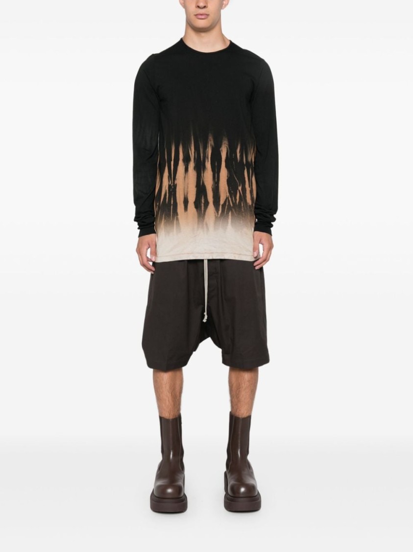 Rick Owens Drkshdw Abstract Print T-shirt Drawstring Detail In Black