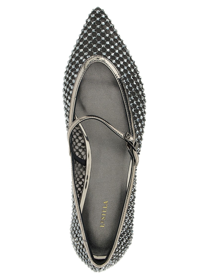 Le Silla Grey Pointed Toe Ballet Flats In Gray