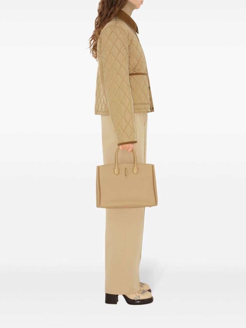 Burberry Quilted Jacket With Corduroy Collar And Pockets In Brown