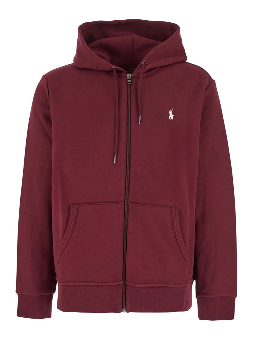 Polo Ralph Lauren Long Sleeve Zip-up Sweatshirt In Red