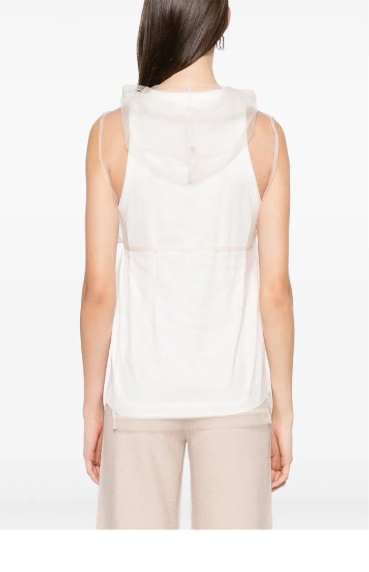 Fabiana Filippi Layered Jersey Top With Sheer Overlay In White