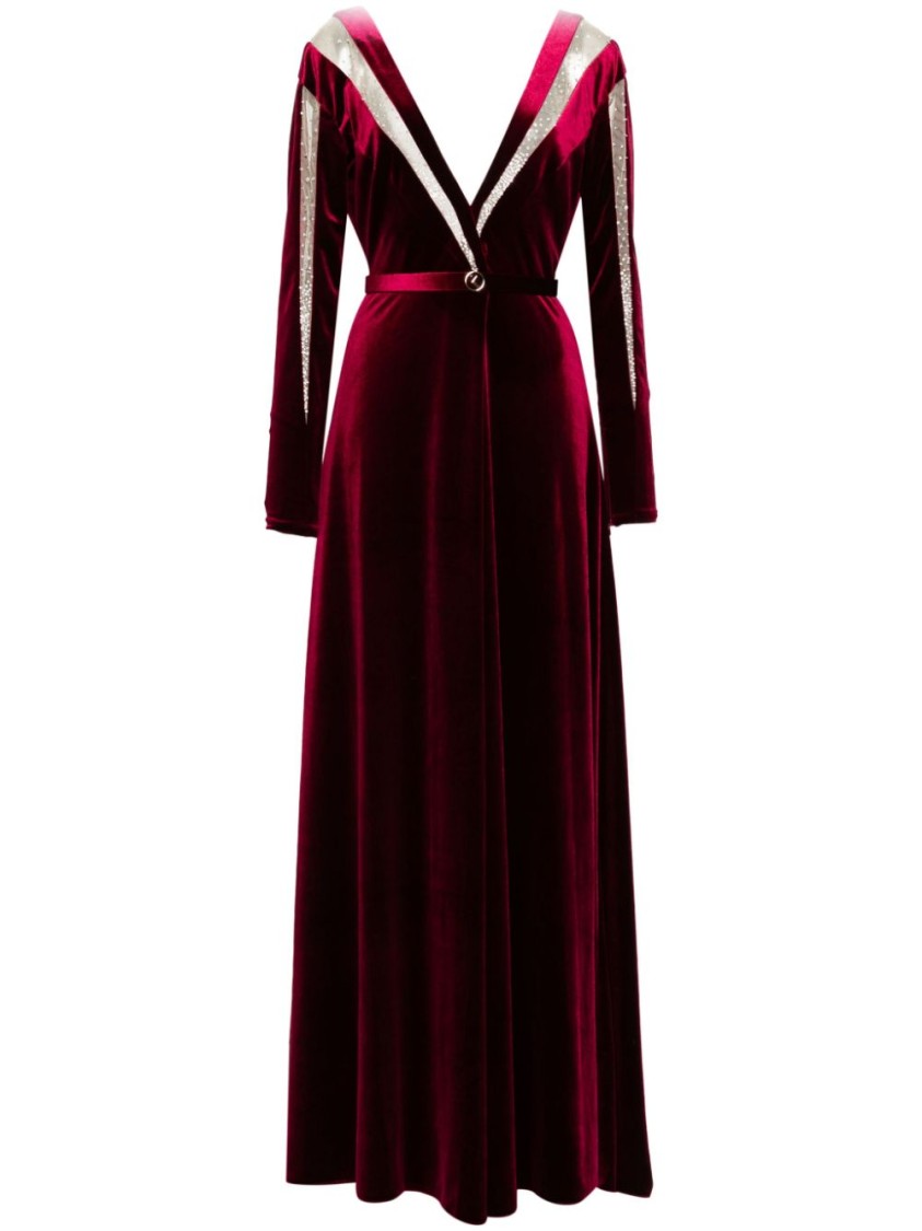 Saiid Kobeisy Velvet Long Dress In Red