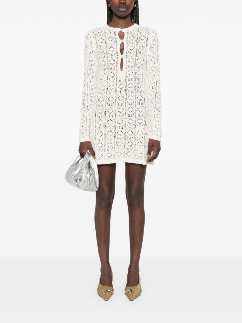 Shop Loulou Studio Ecru Evan Lace Dress In Neutrals