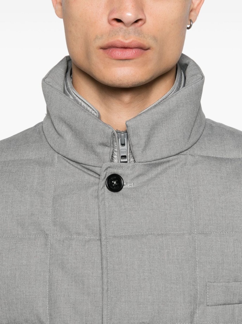Fay Layered Design Puffer Jacket In Grey