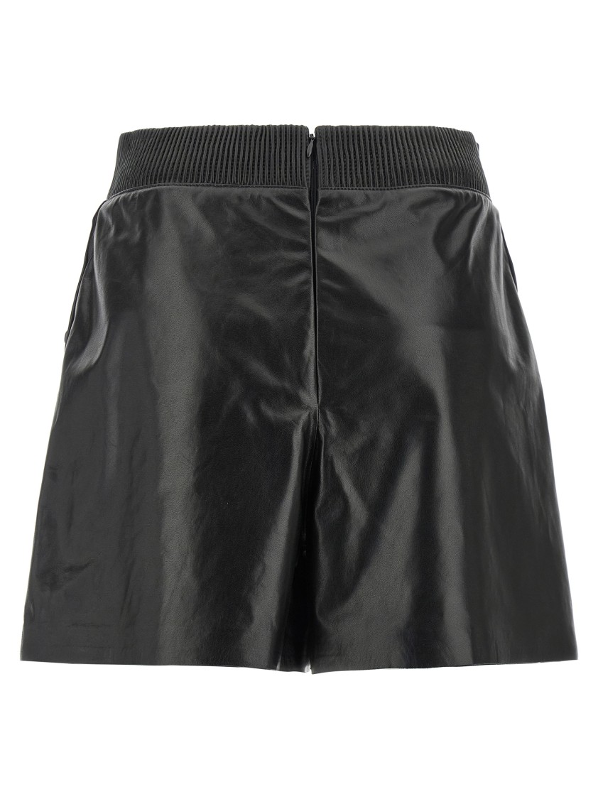 Giovanni Bedin Black Leather Shorts In Black