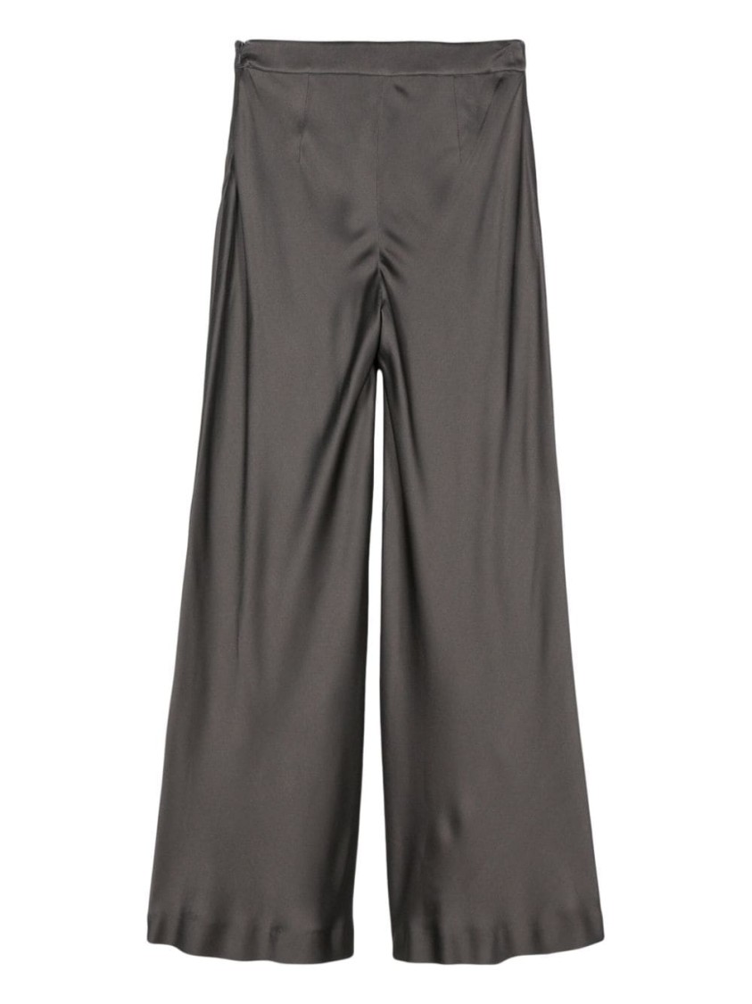 Alberta Ferretti Wide-leg Satin Trousers In Grey