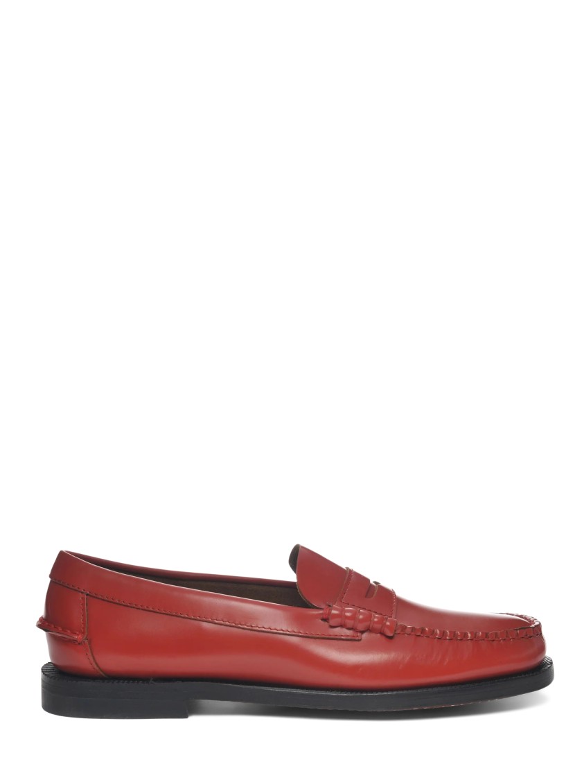 Sebago White Leather Danielle Pop Loafers In Red