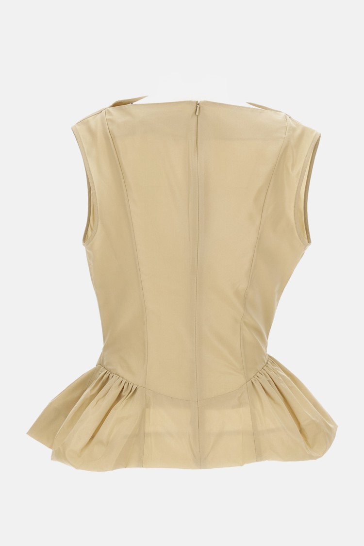 Simone Rocha Draped Beige Top With Fitted Bodice In Neutral