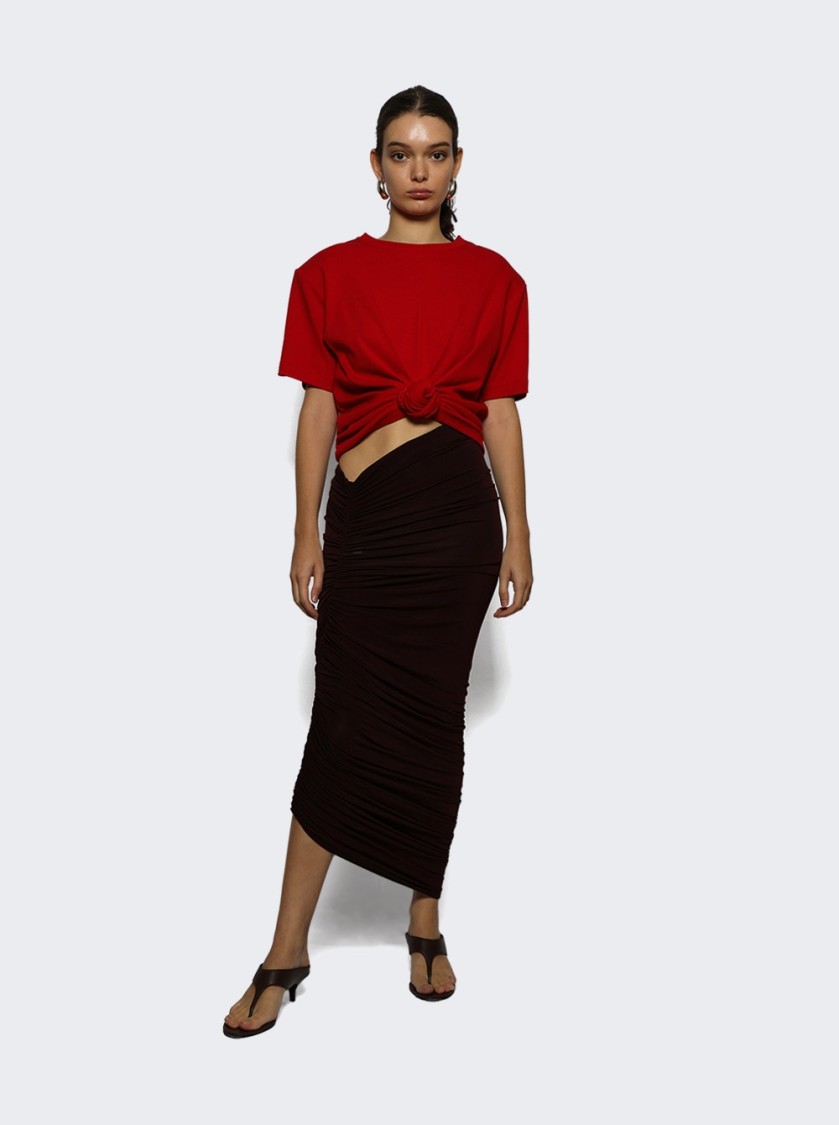 MAGDA BUTRYM MAGDA BUTRYM ASYMMETRICAL MIDI SKIRT BORDEAUX