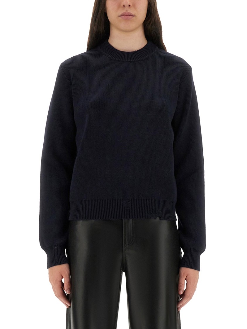 Golden Goose Cotton Jersey Crew Neck Long Sleeves In Black