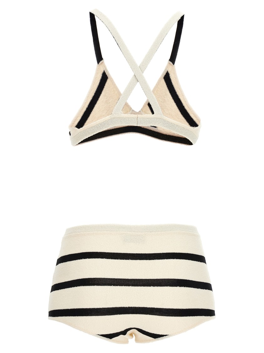 Moncler Bouclé Striped Bikini In Neutral