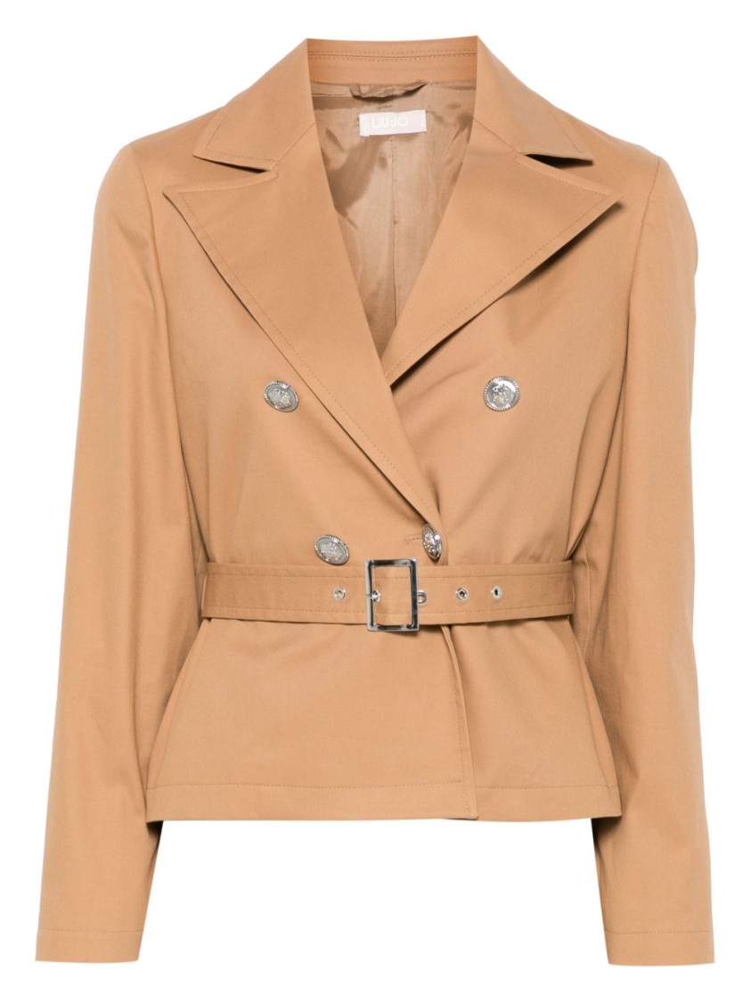 Liu •jo Liu Jo Double-breasted Beige Trench Coat With Tailored Silhouette