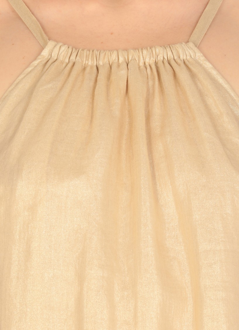 Peserico Aurea Golden Ramie And Viscose Dress