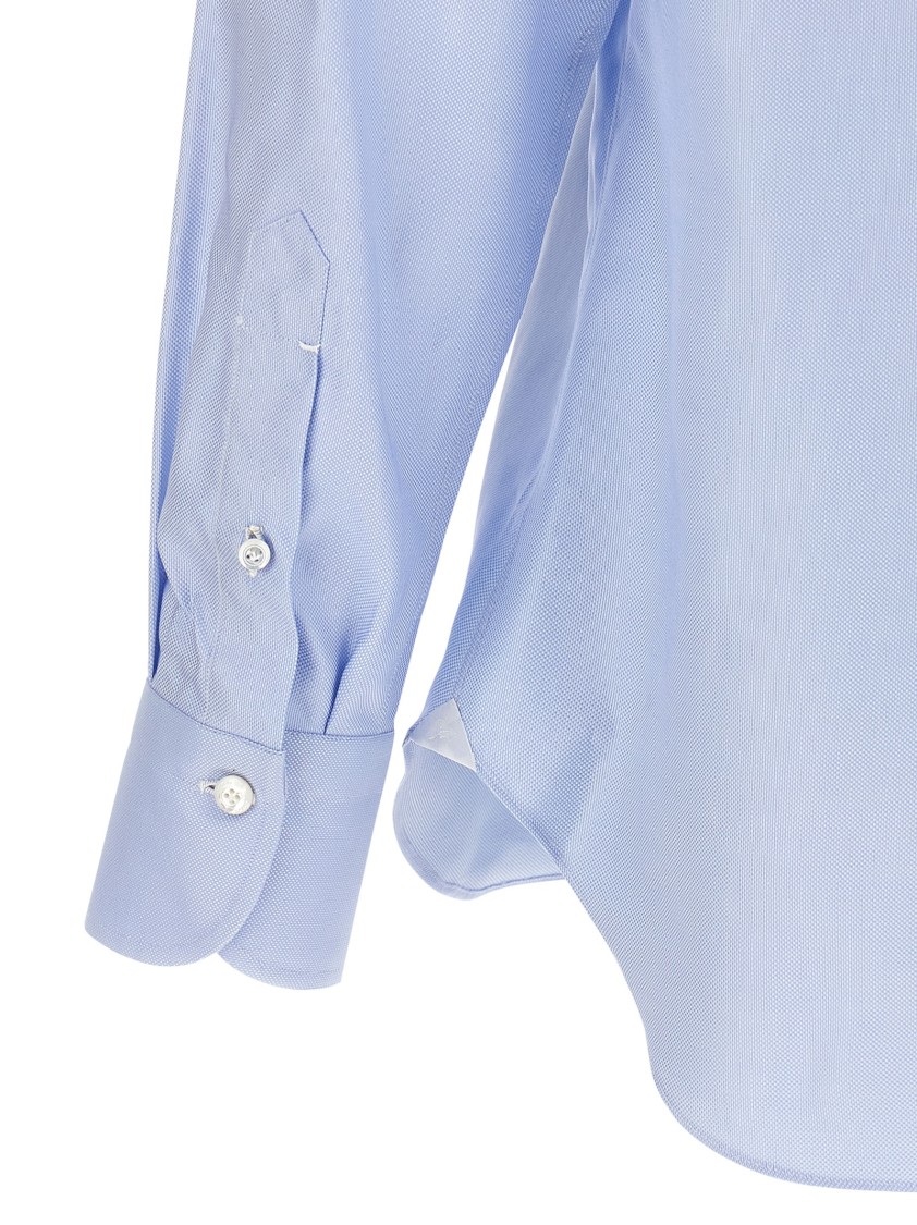 Finamore 1925 Classic Shirt In Light Blue Cotton Classic Collar In Blue