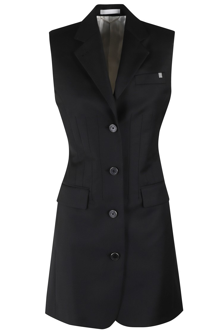Helmut Lang Sleeveless Black Wool Twill Dress