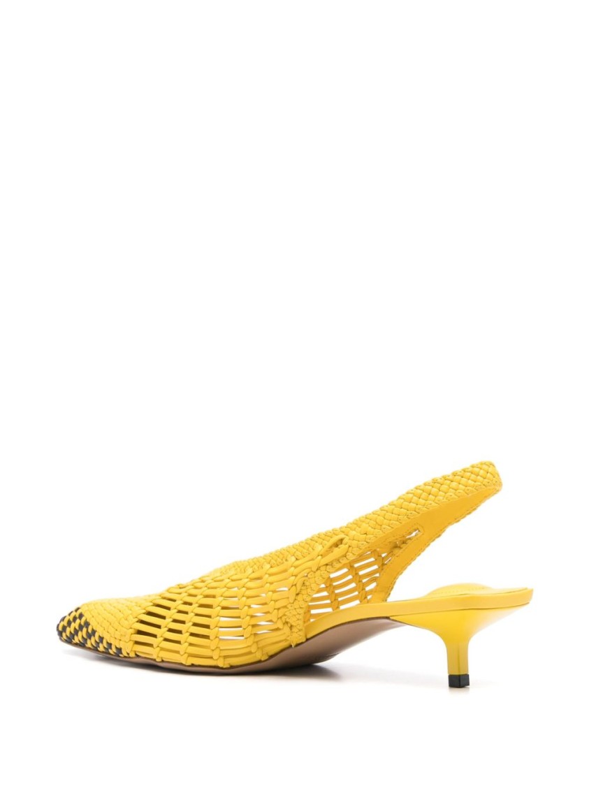 Jacquemus Cubisto Banane Pointed Toe Slingback Pump In Yellow