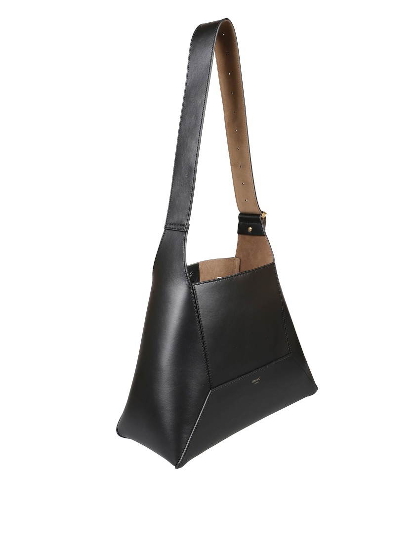 Jimmy Choo Structured Leather Shoulder Bag In Black