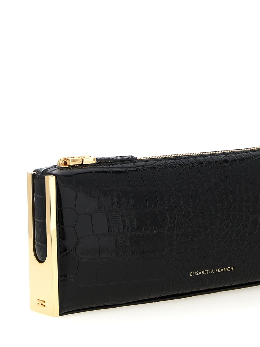 Elisabetta Franchi Baguette Clutch In Black