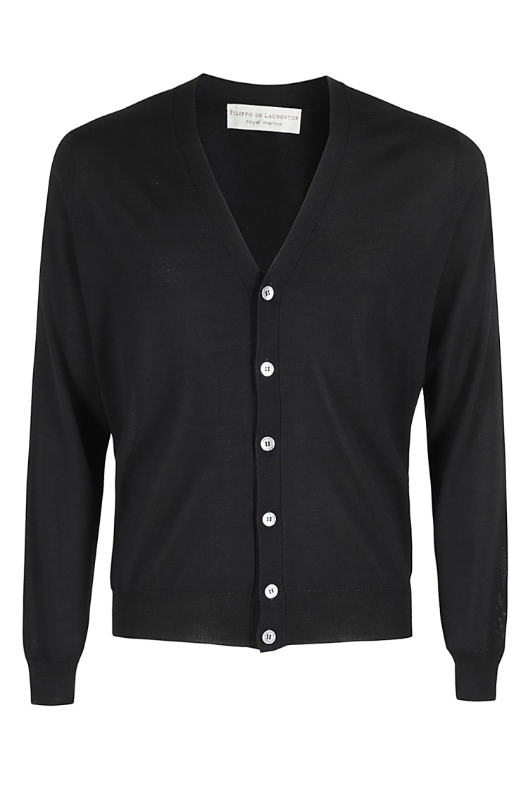 Filippo De Laurentiis Cardigan Bott ml R Merino In Black