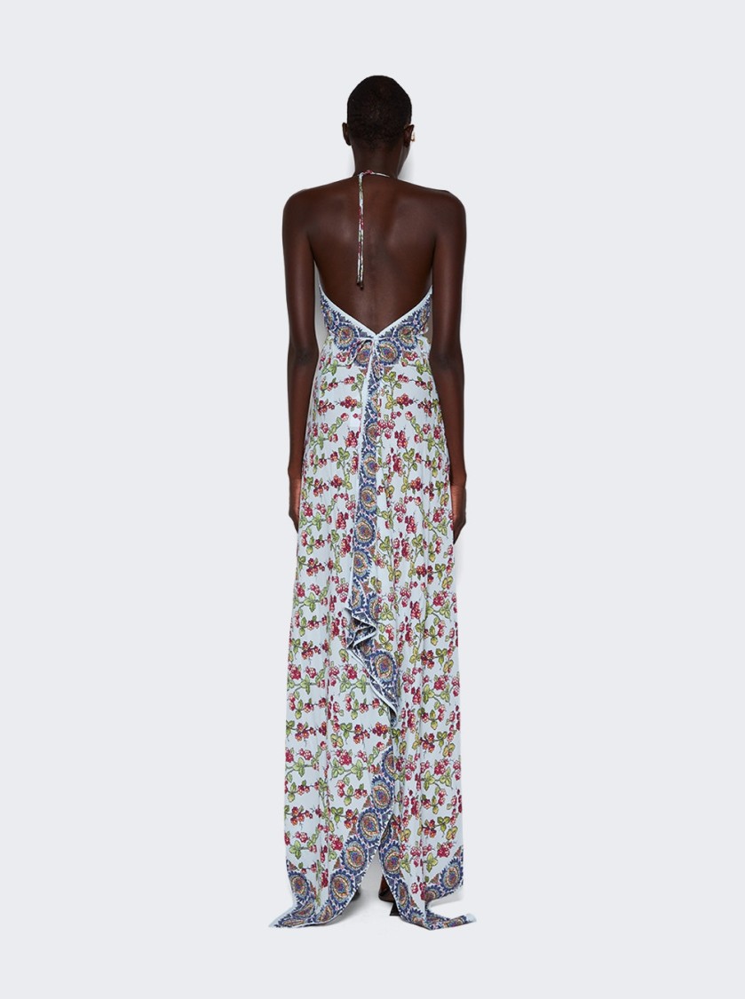 Etro Floral-print Halterneck Maxi Dress With Handkerchief Hem