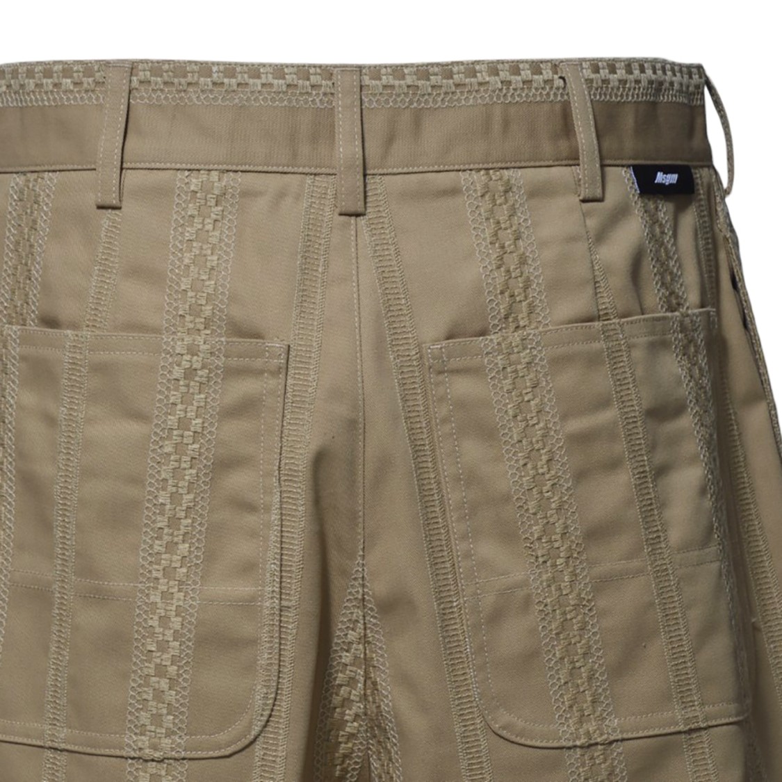 Msgm Camel Cotton Shorts With Embroidery In Neutrals