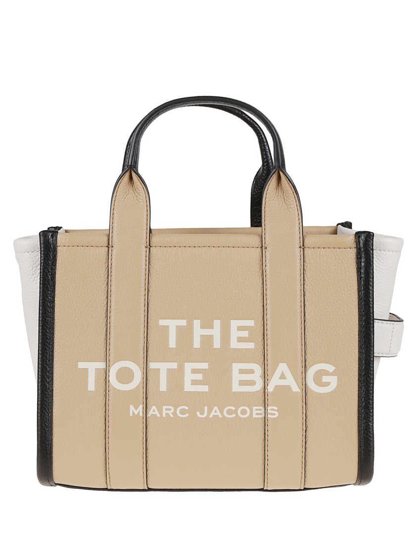 Marc Jacobs Two-tone Leather Tote With Structured Silhouette In Neutral