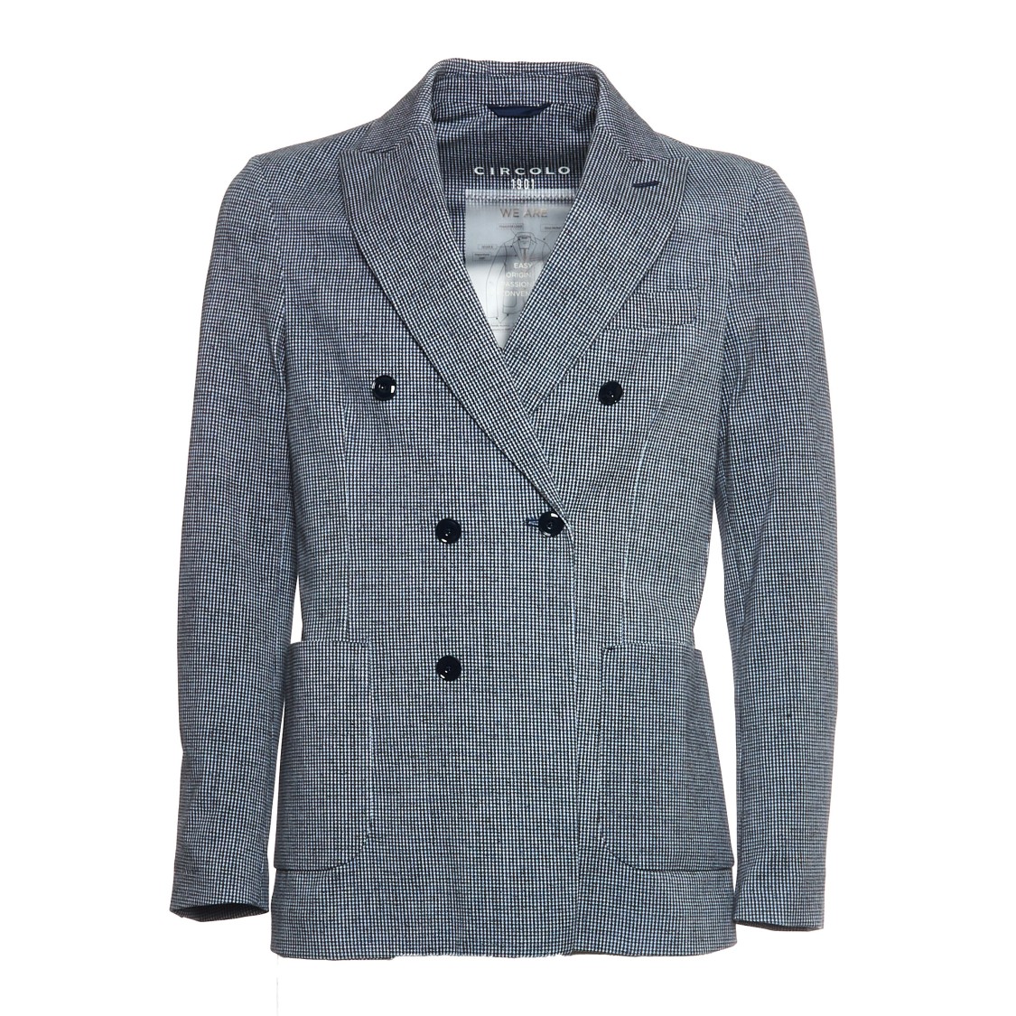 Circolo 1901 Double-breasted Micro-check Blazer With Classic Patch Pockets
