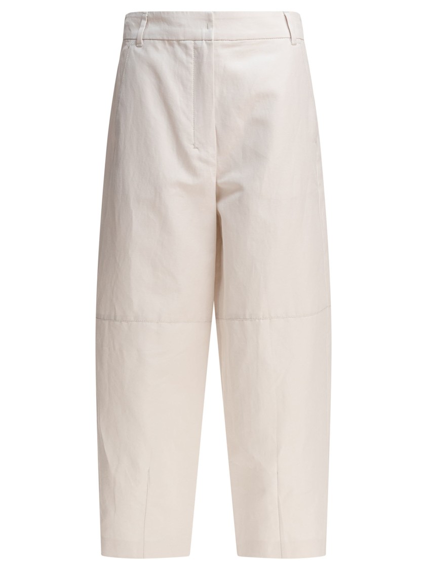 Max Mara Beige Trousers With Cropped Length In White
