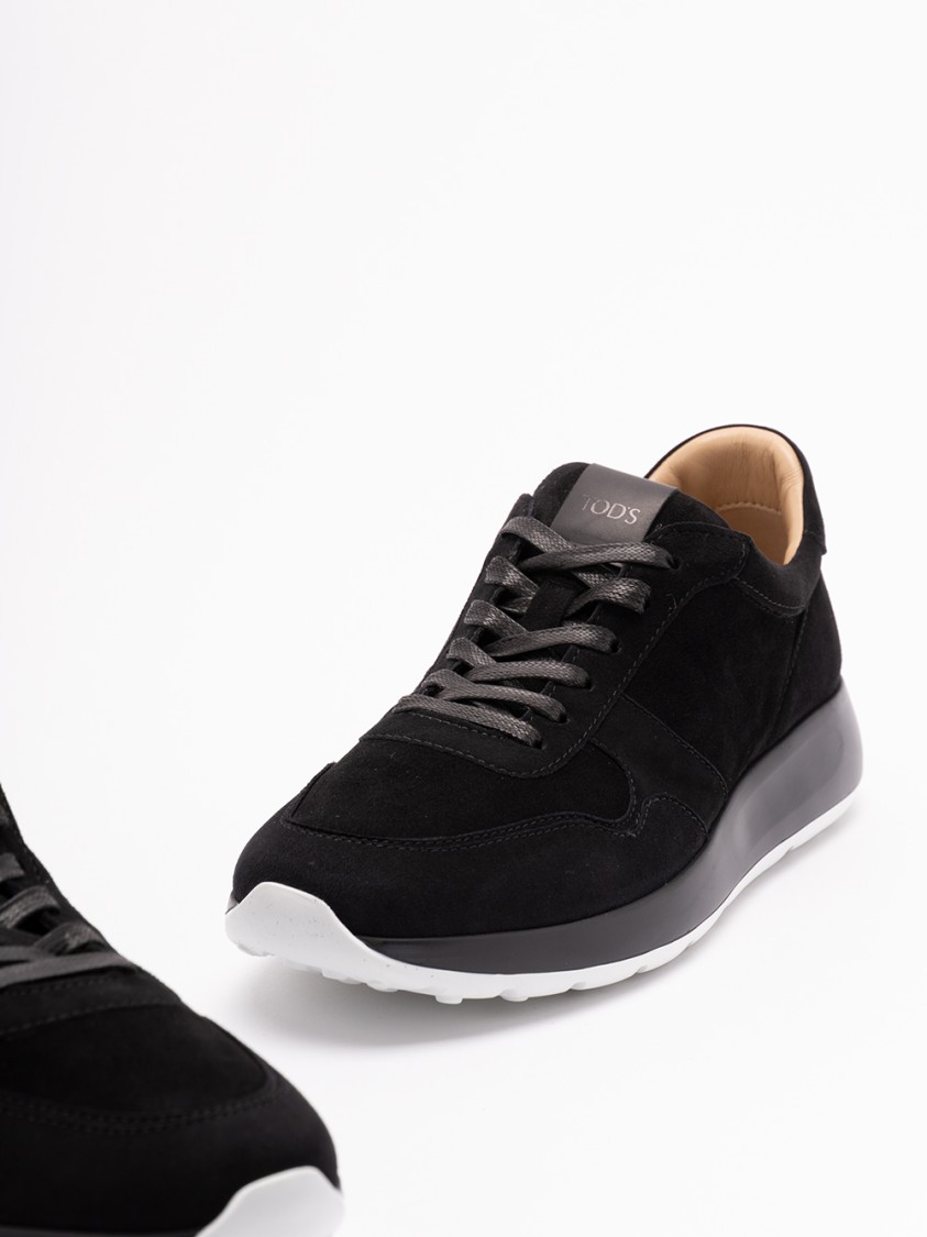 Tod's Soft Suede Sneakers With Durable Sole In Black