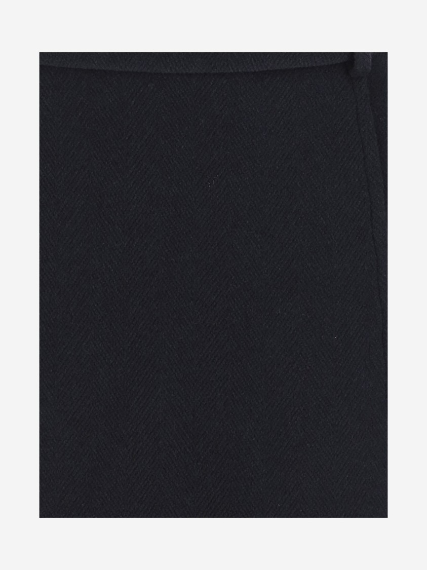 Jil Sander Structured Black Wool Skirt With Belt Loops In Black