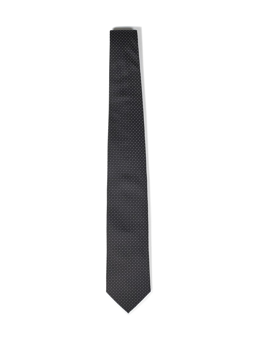 Franzese Collection Black Pure Como Jacquard Silk Tie In Gray