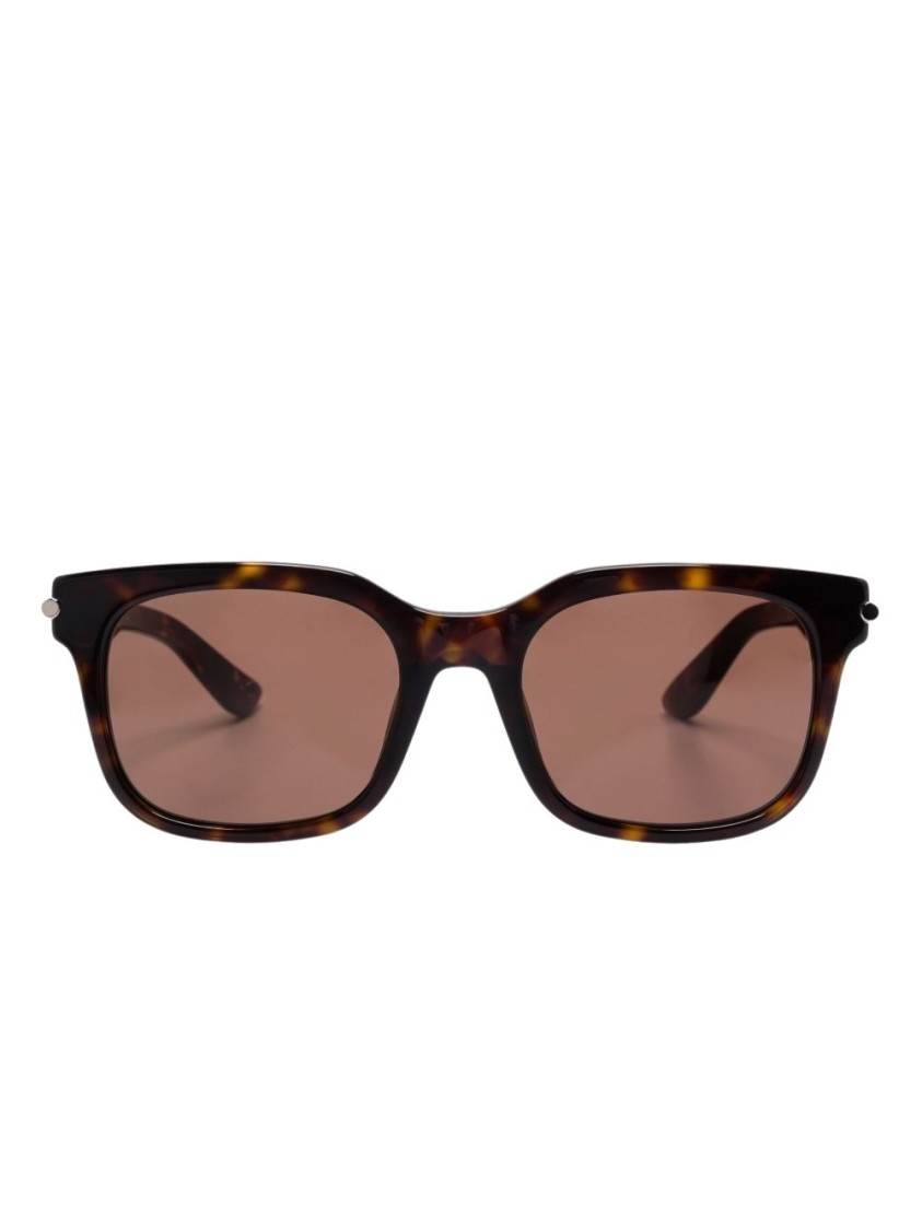 Alexander Mcqueen City T-bar Rectangular Sunglasses In Brown
