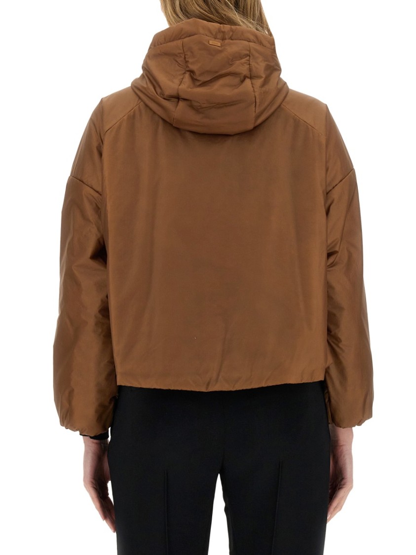 Herno Cropped Brown Nylon Jacket In Brown