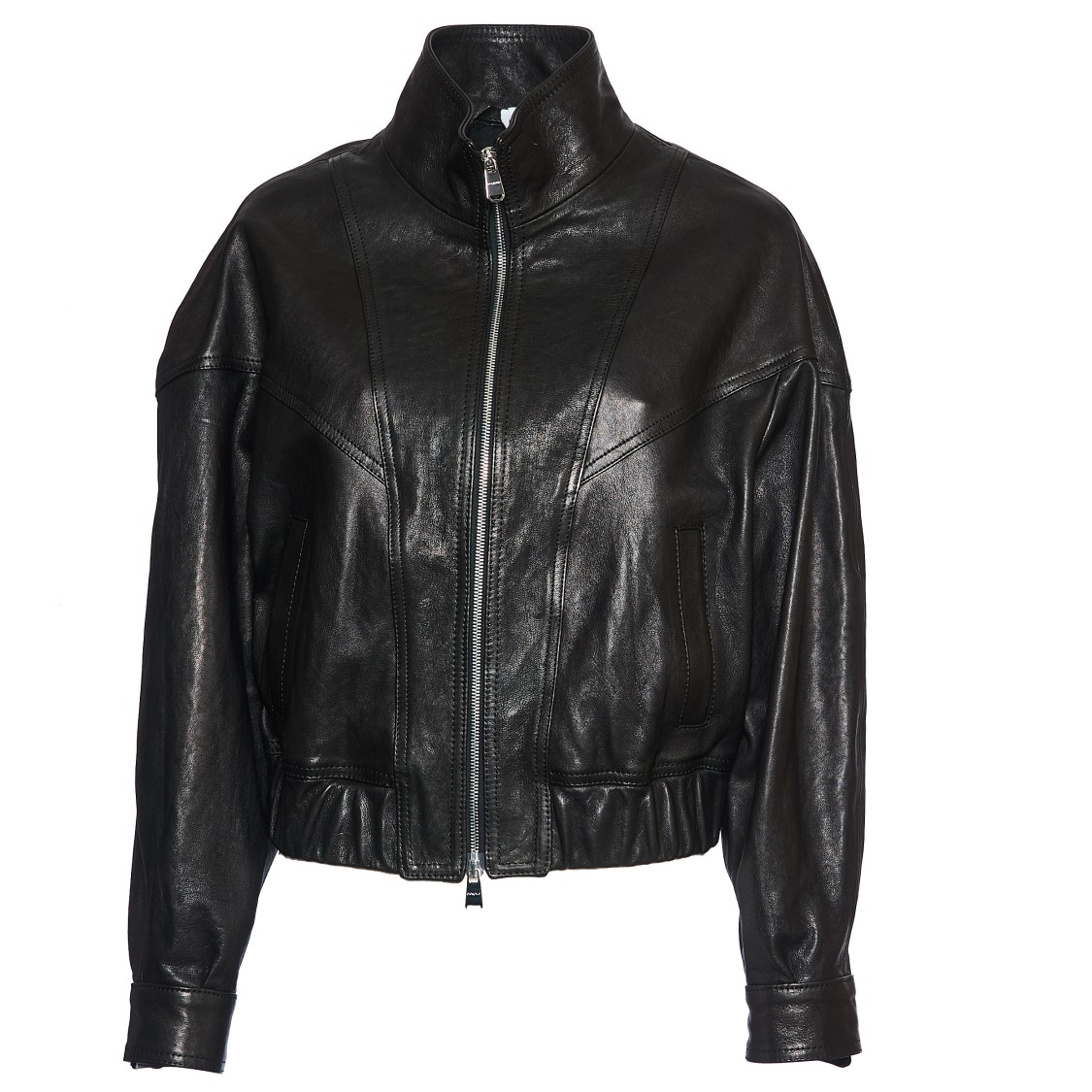 DONDUP DONDUP CROPPED BLACK BOMBER JACKET