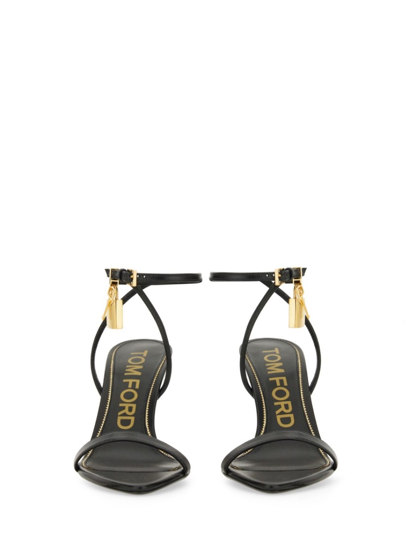 Tom Ford Padlock 85 Naked Pointy Sandals In Calf Leather In Black