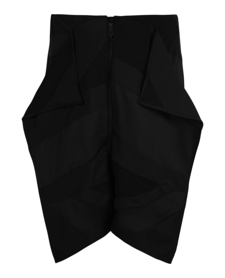 Burberry Intarsia Draped Skirt Woman Midi Skirt Black Size 8 Polyester In Black