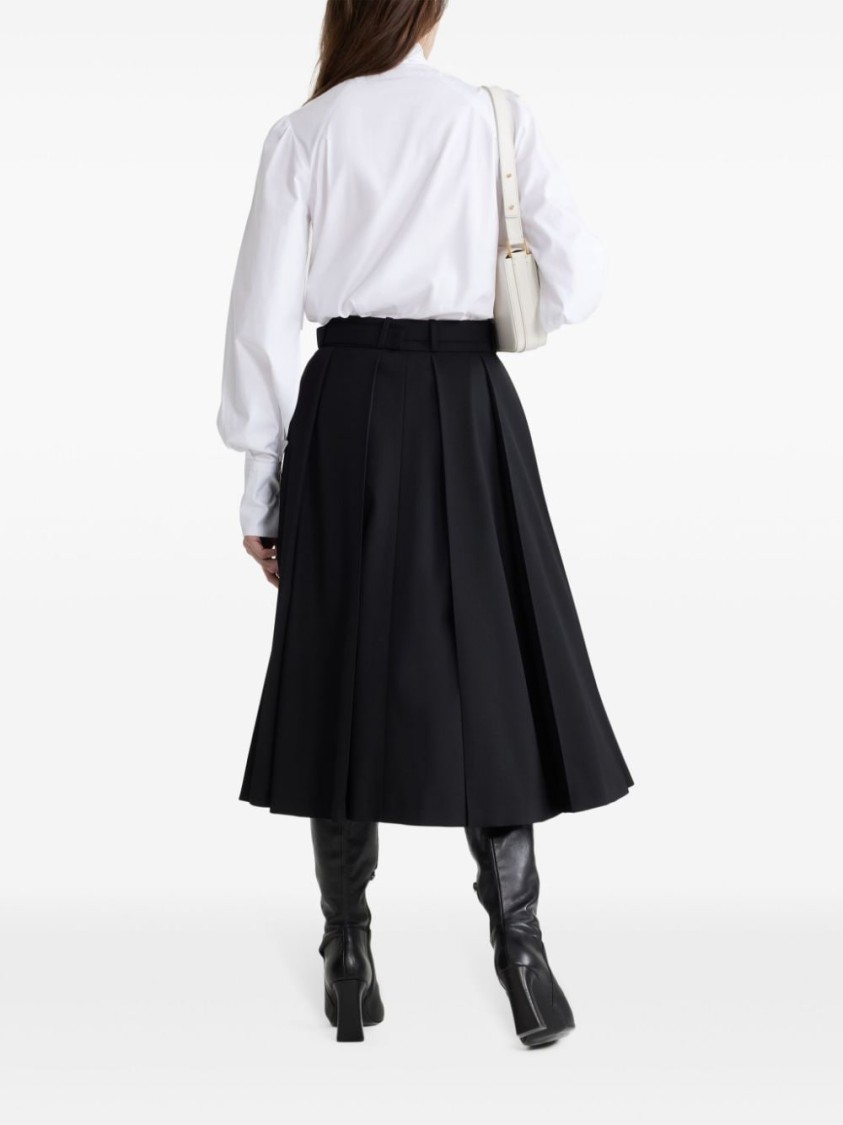 Patou Draped Collar Shirt With Buttoned Cuffs In White