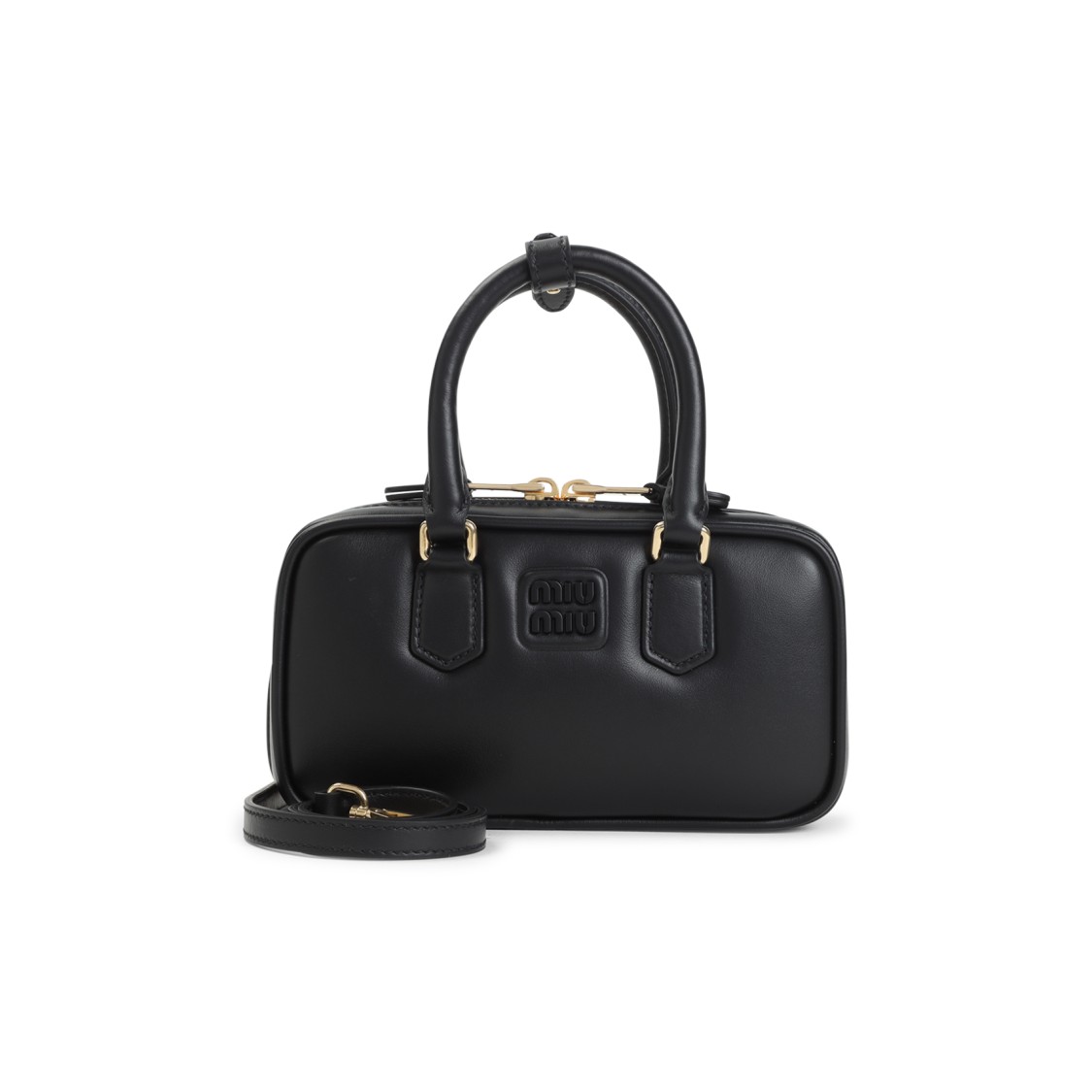 Miu Miu Compact Structured Shoulder Bag In Smooth Calf Leather In Black
