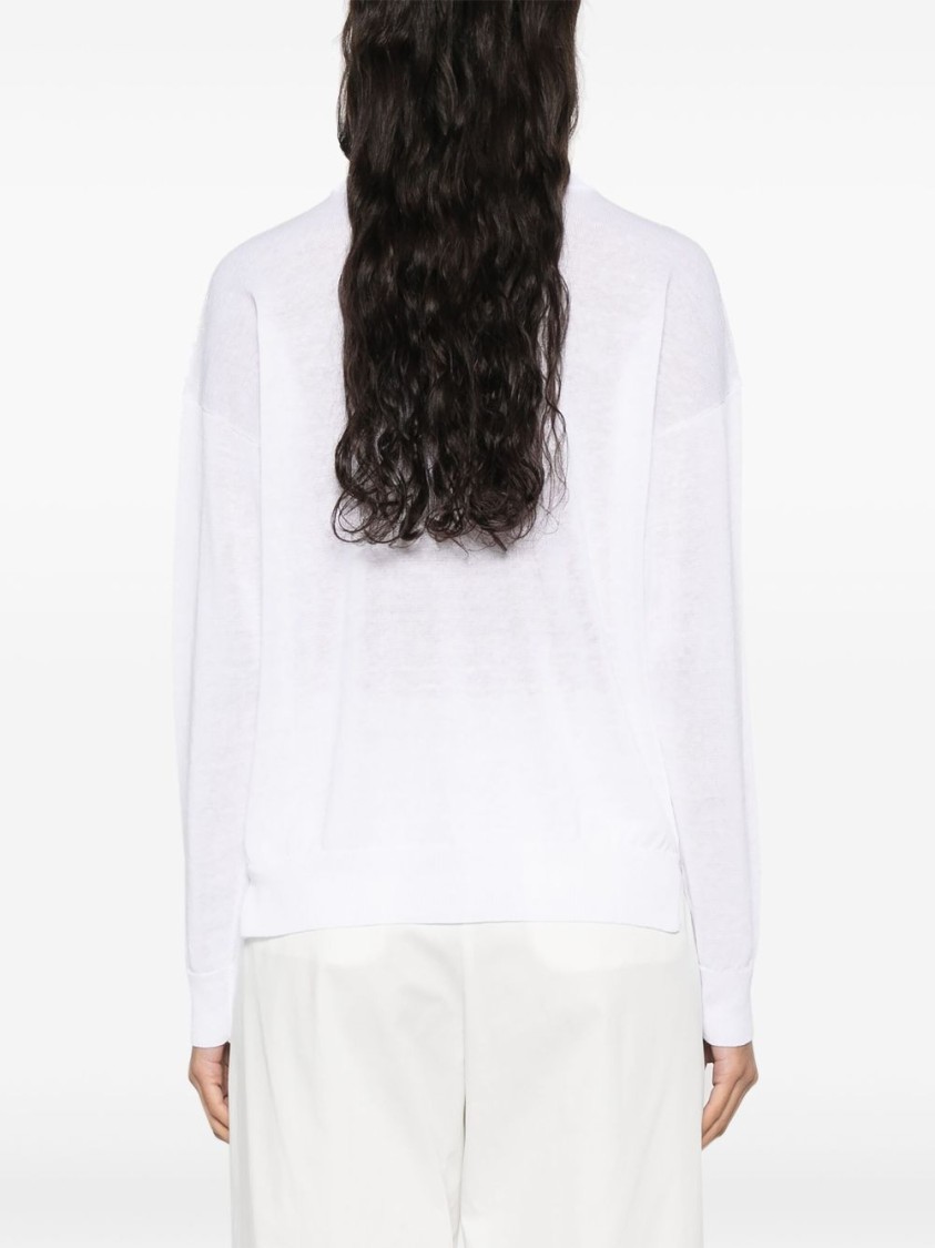 Shop Peserico Lightweight White Knit Sweater