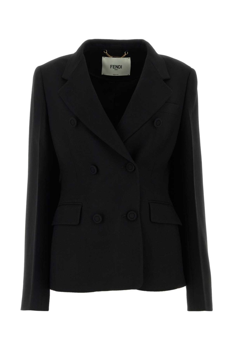 Fendi Black Wool Blend Blazer In Black