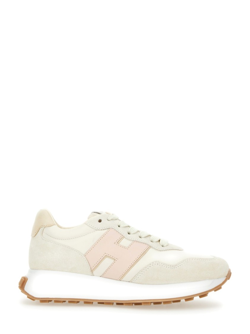 Hogan Leather Sneakers With Rubber Sole And Suede Accents In Pattern