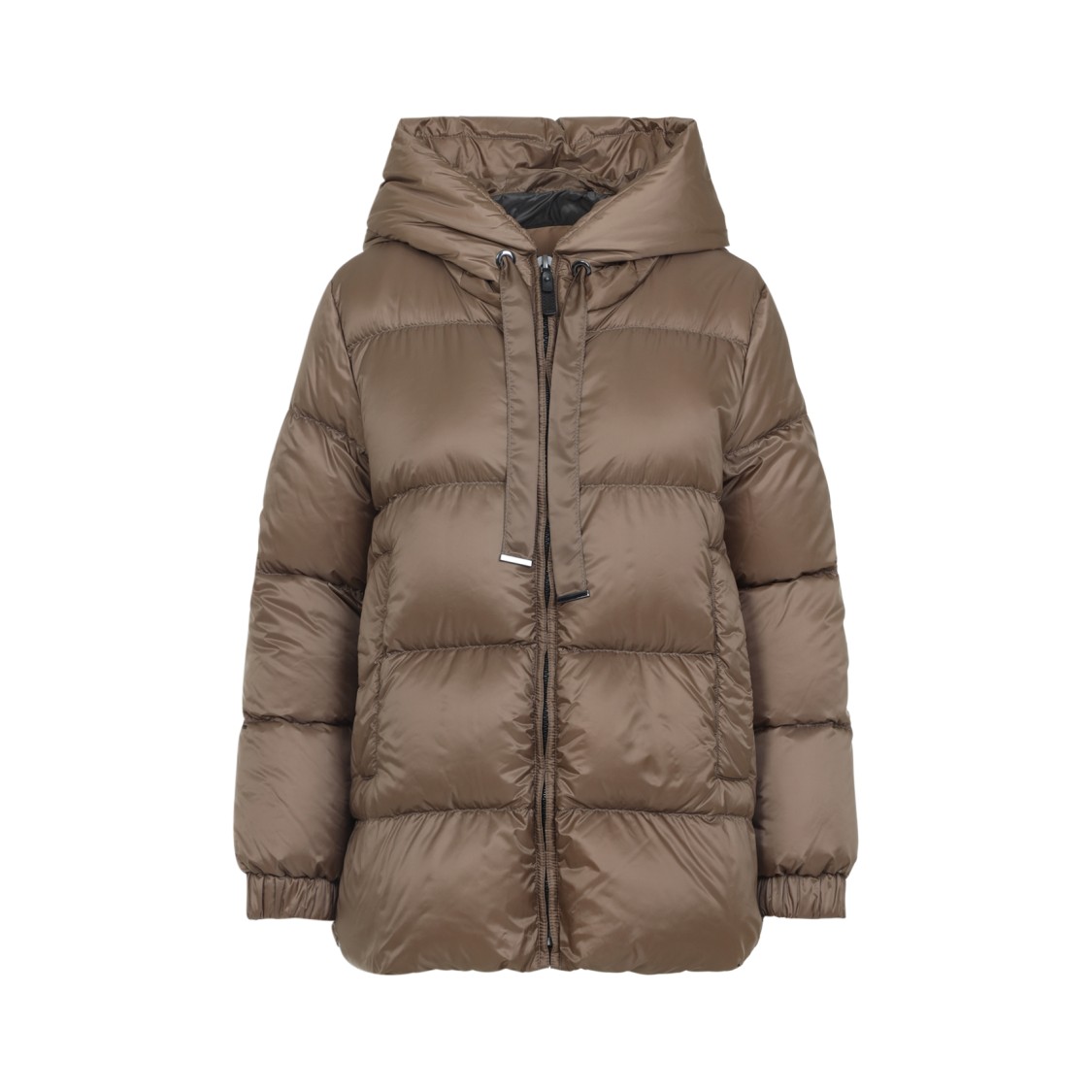 Max Mara Padded Down Jacket With Hood In Brown