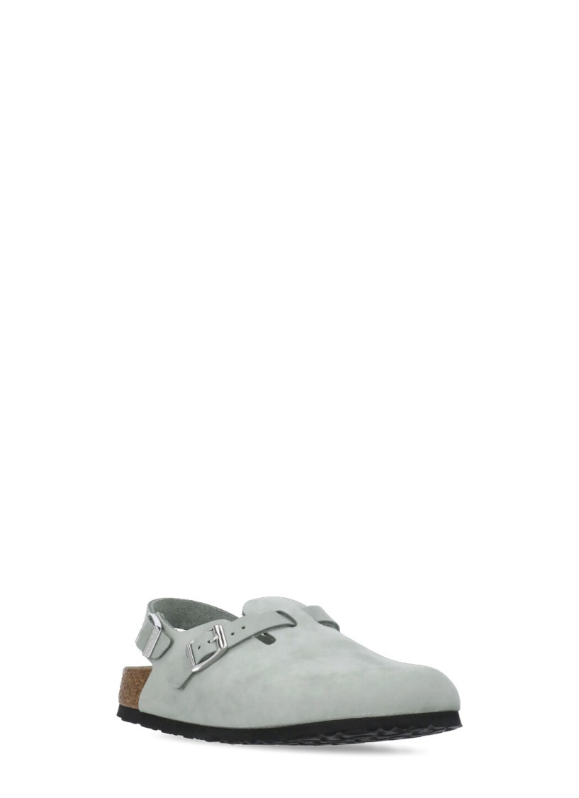 Birkenstock 'tokio' Light Blue Mules With Buckles On The Front And Back In Gray